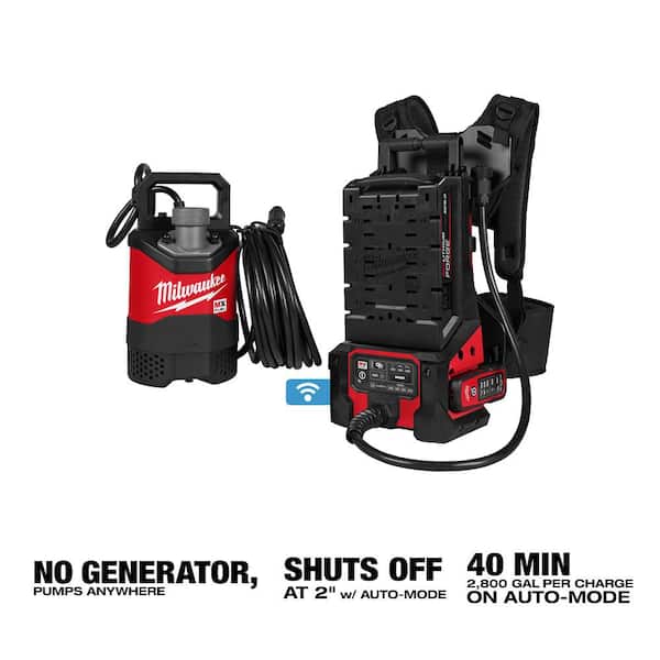 Milwaukee MX FUEL 1HP 2 in. Submersible Pump Kit with Battery Pack and Remote