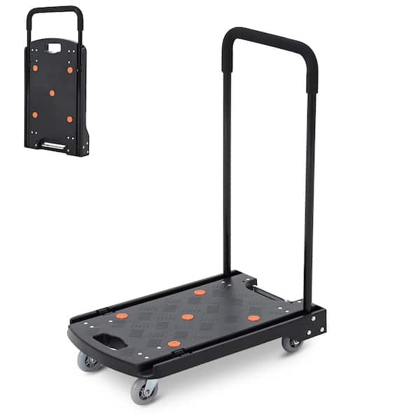 Heavy‑Duty Folding Platform Truck Cart,330 lb Flatbed Dolly,360° Swivel Casters,Non‑Slip Deck,Collapsible Handle