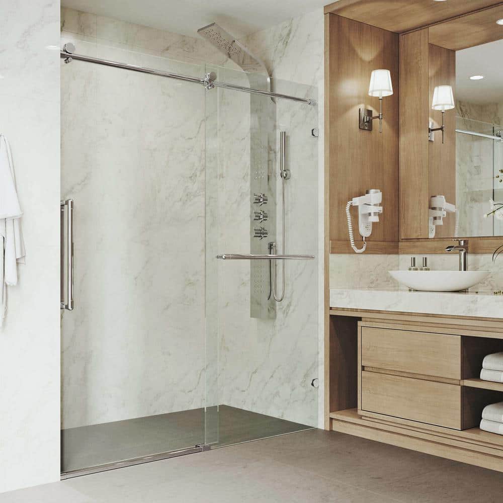 Ferrara Chrome Frameless Sliding Shower Door with Clear Glass