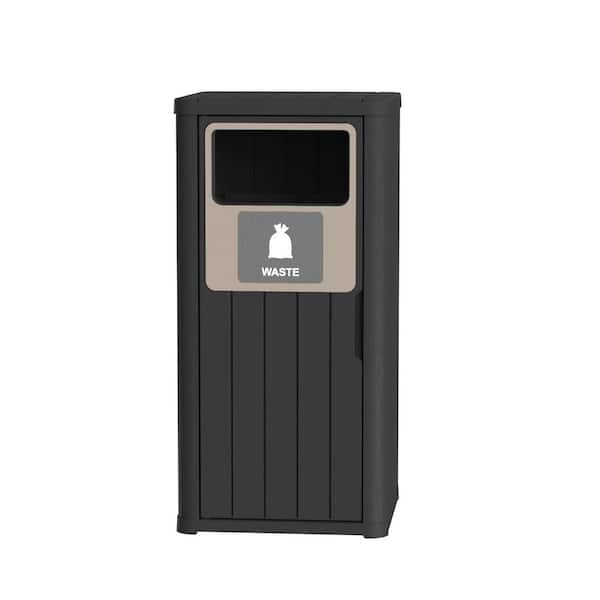 16 in. W x 17 in. D x 35 in. H Black Resin Trash Can Storage