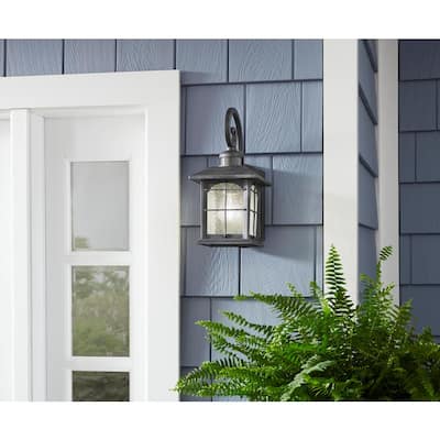 Brimfield 220° 1-Light Aged Iron Motion-Sensing Outdoor Wall Lantern Sconce