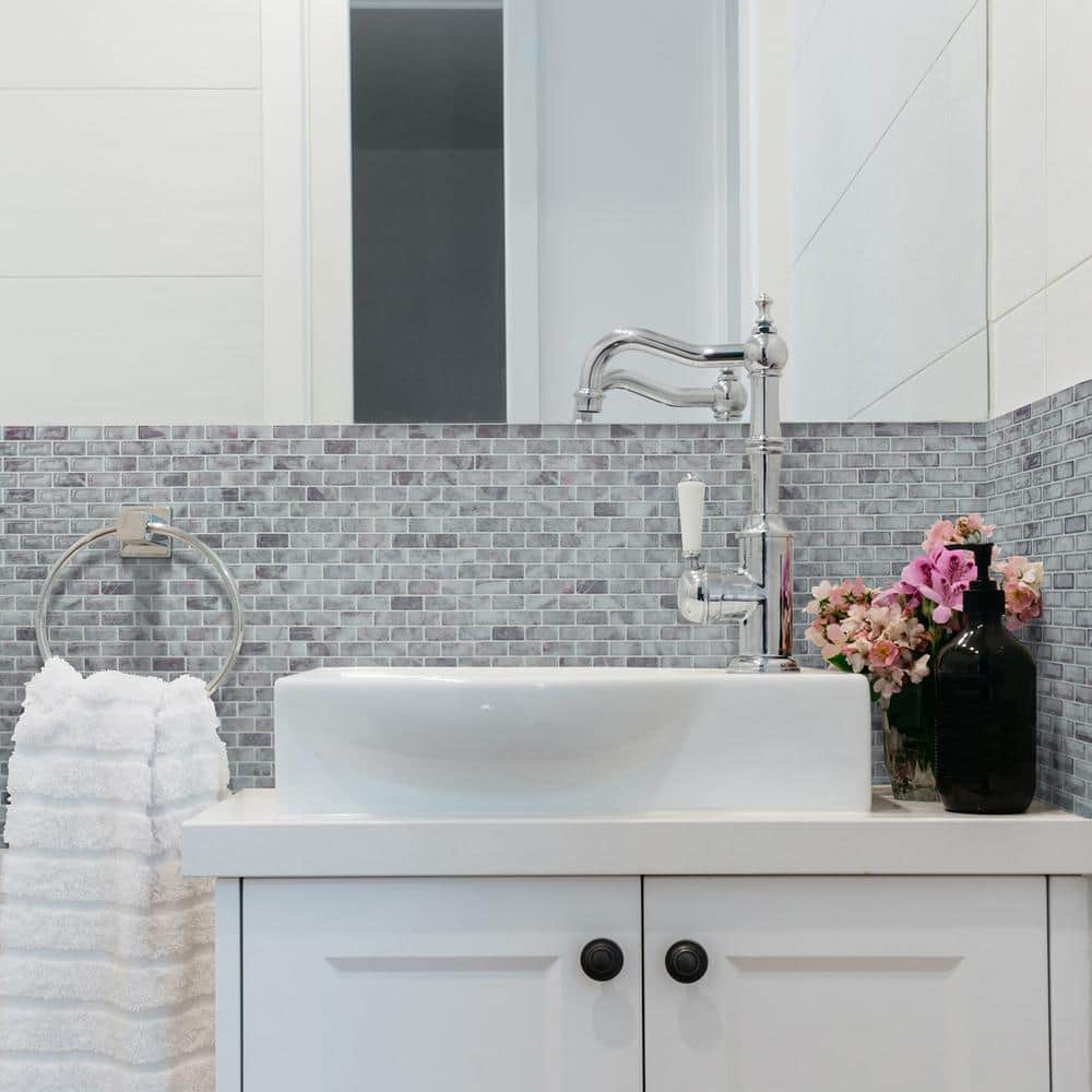 Gray Marble Self-Adhesive Vinyl Mosaic Tile Pack