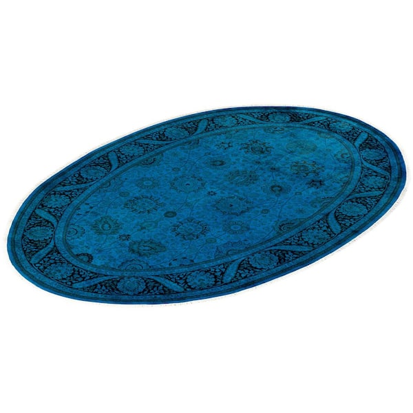 Overdyed Blue 5 ft 1 in x 7 ft 7 in Wool Indoor Area Rug