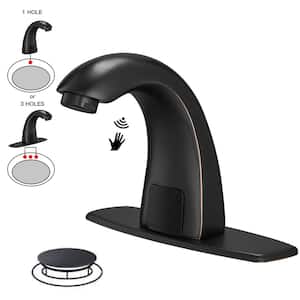 DC Powered Commercial Touchless Single Hole Bathroom Faucet With Pop Up Drain in Oil Rubbed Bronze