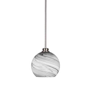 Langdale 60-Watt 1-Light Brushed Nickel Shaded Mini Pendant Light with Glass Shade