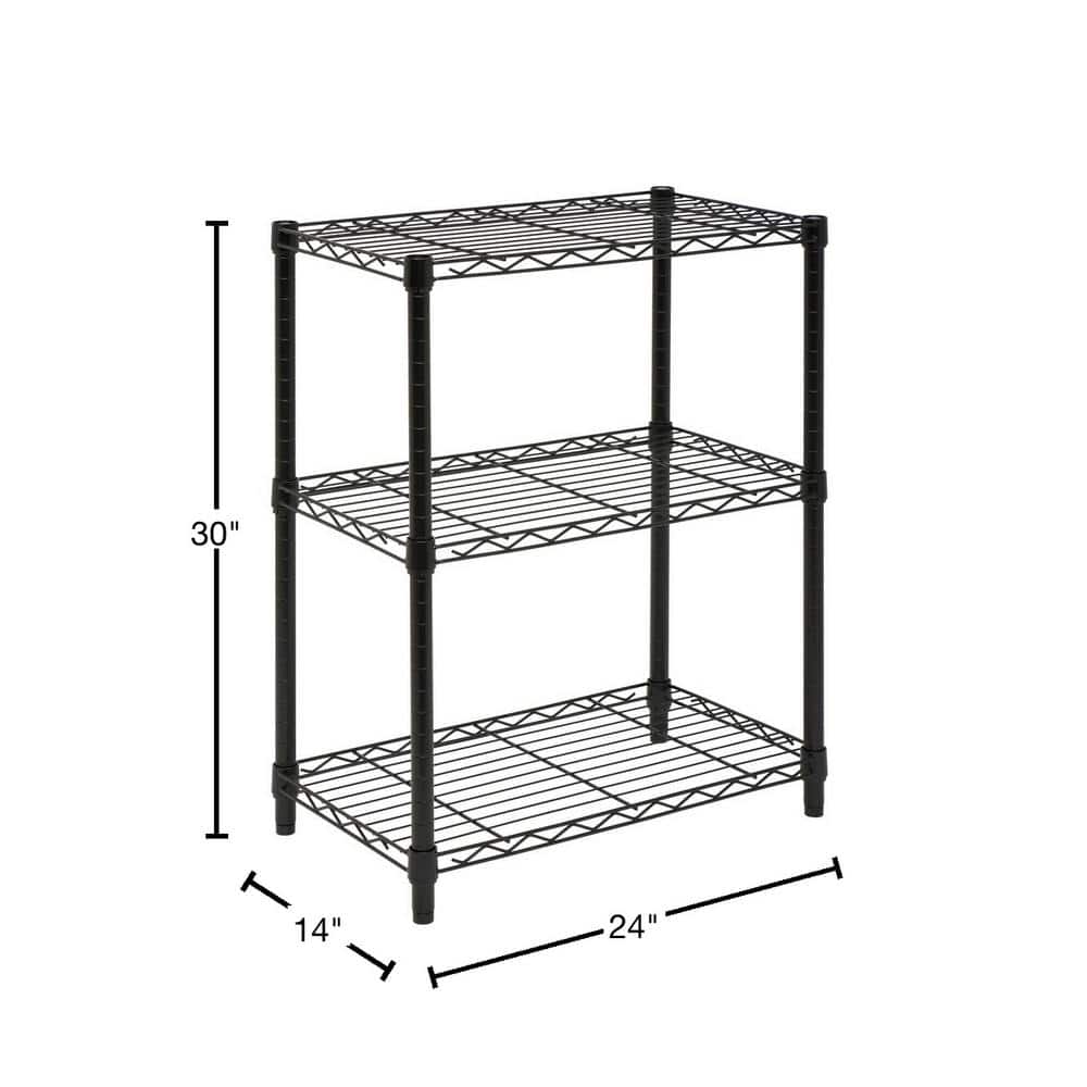 Black 3-Tier Heavy Duty Adjustable Steel Shelving Unit