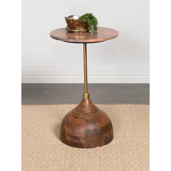 Coaster Colima 16 in. Peach Round Wood Top End Table