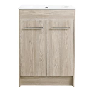 23.80 in. W x 18.10 in. D x 33.80 in. H Single Sink Freestanding Bath Vanity in White Oak with White Acrylic Top