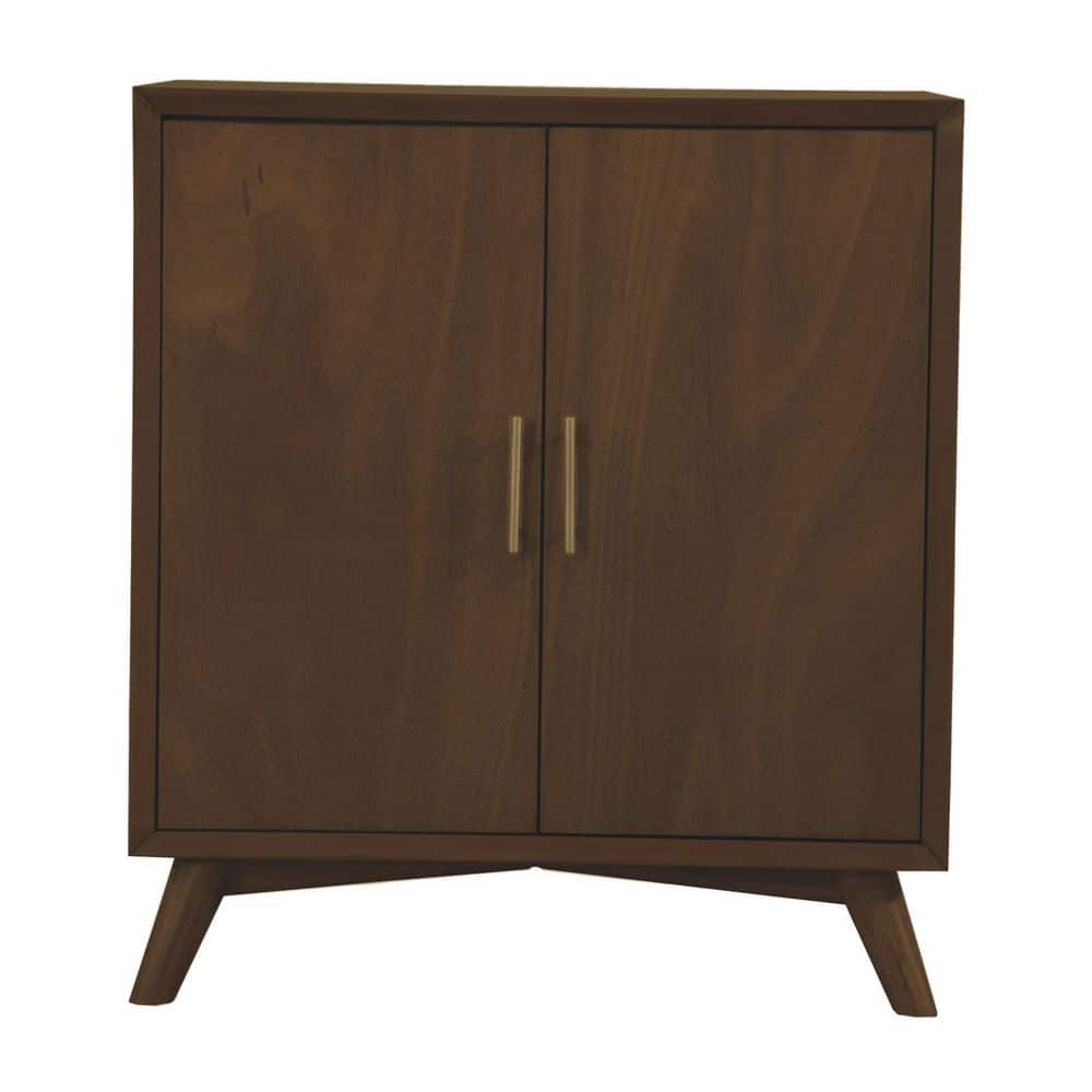 Walnut Mid-Century Modern Solid Wood Bar Cabinet