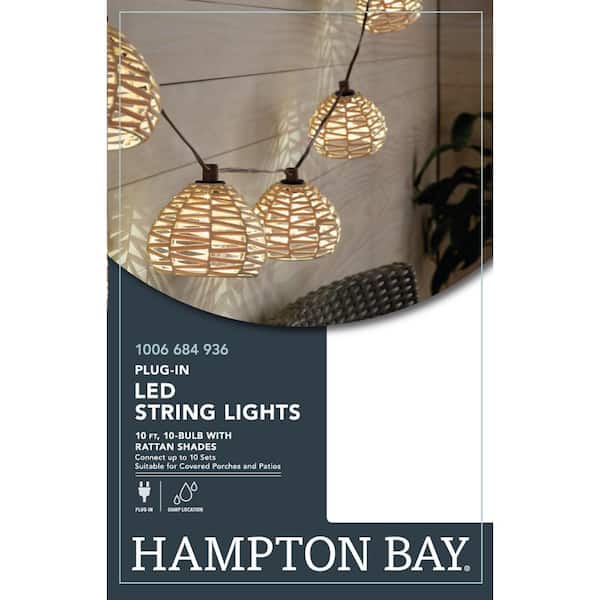 Hampton Bay Outdoor/Indoor 7 ft. 10-Light Battery Powered Paper