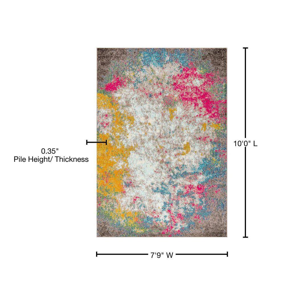 Yellow and Multicolor Abstract 8' x 10' Synthetic Area Rug