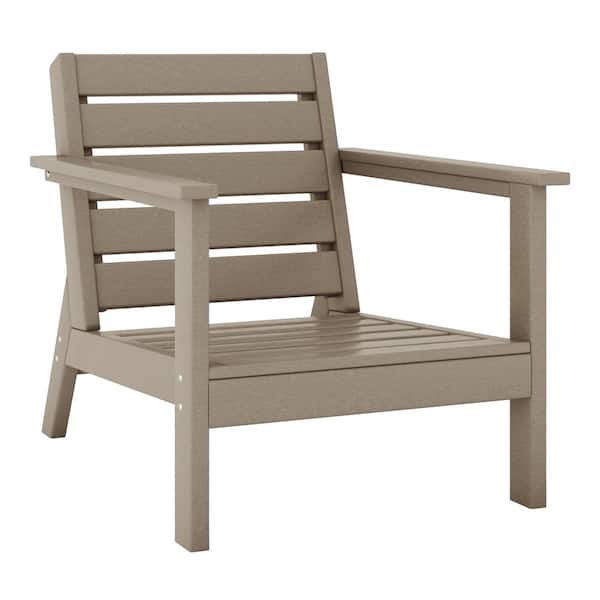 WESTIN OUTDOOR Birchwood Outdoor Patio Deep Seating HDPE Lounge Chair with Arms in Weathered Wood