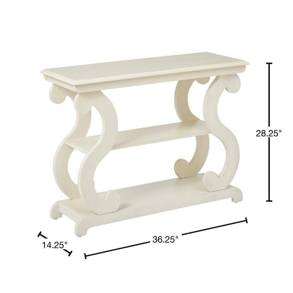 Antique Beige Wood and Metal Console Table with Storage
