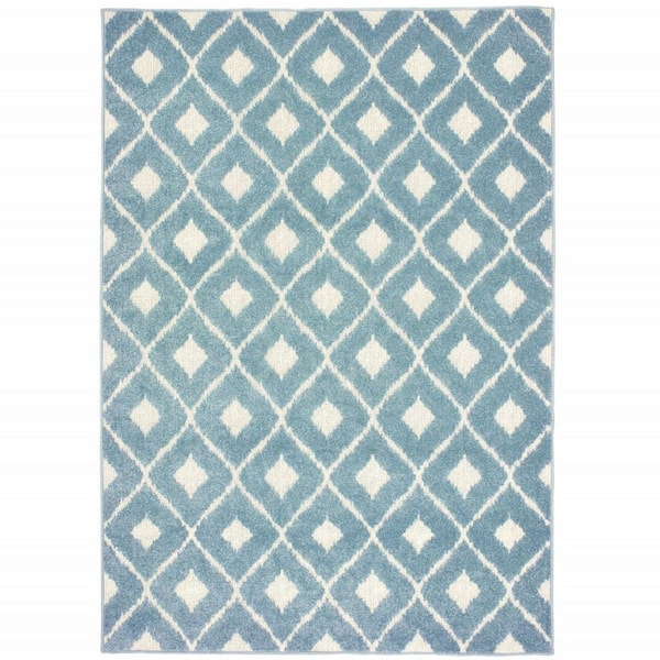 HomeRoots Blue, Ivory 10 ft. x 13 ft. Loomed Polypropylene Rectangle Indoor/Outdoor Area Rug