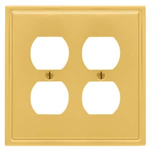 Moderne Wallplate 2 Duplex Steel Brushed Gold (1-Pack)