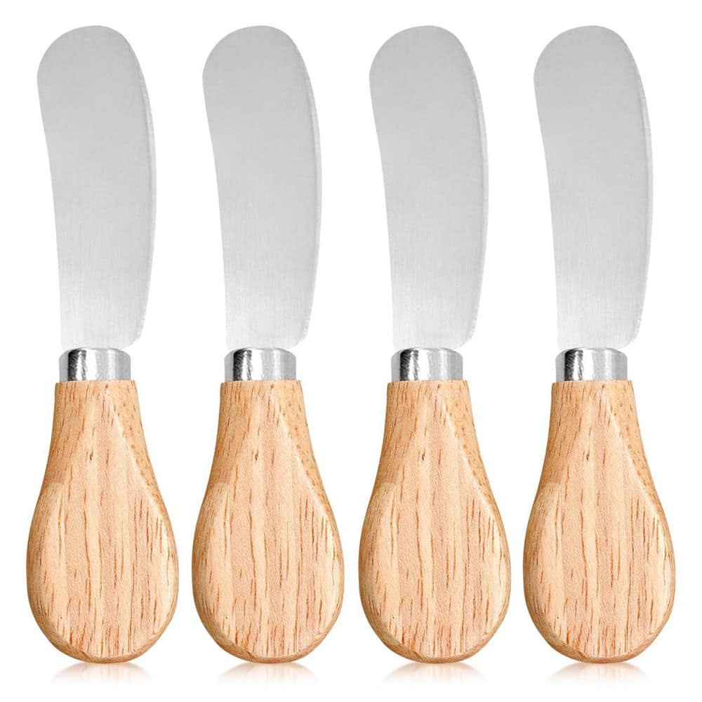 Stainless Steel Cheese Spreader Knife Set with Bamboo Handle for Cheese Butter Jam Pastry 4 pcs price history on PriceWatchPro