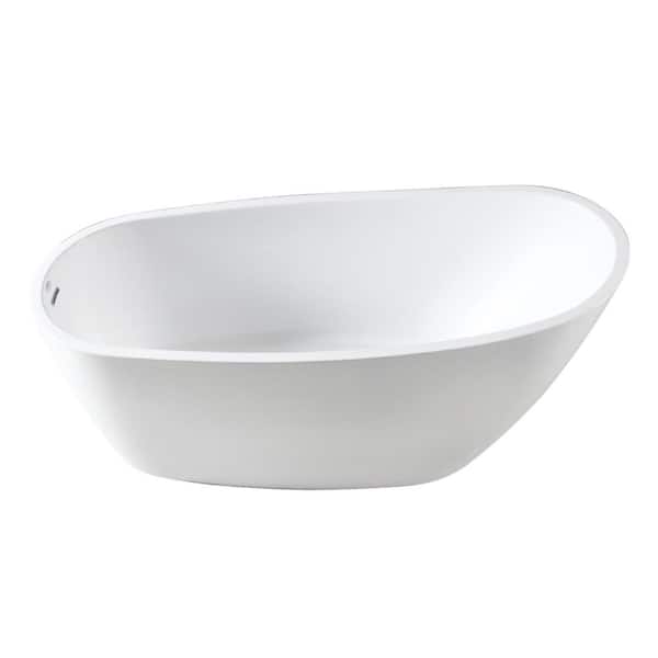Kingston Brass Aqua Eden 72 in. x 32 in. Acrylic Freestanding Soaking Bathtub in Glossy White with Drain