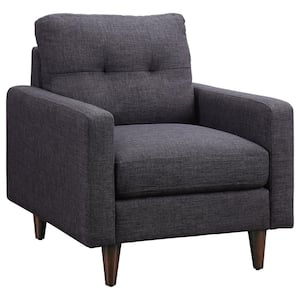 Watsonville Gray Linen-like Fabric Tufted Back Arm Chair