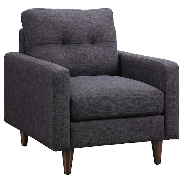 Coaster Watsonville Gray Linen-like Fabric Tufted Back Arm Chair