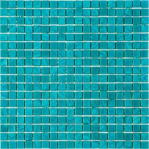 Skosh Glossy Dark Blue-Green 11.6 in. x 11.6 in. Glass Mosaic Wall and Floor Tile (18.69 sq. ft./case) (20-pack)