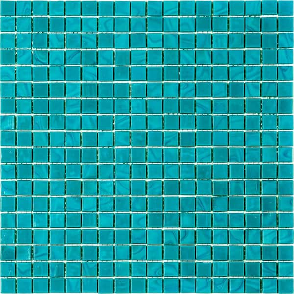 Apollo Tile Skosh Glossy Dark Blue-Green 11.6 in. x 11.6 in. Glass Mosaic Wall and Floor Tile (18.69 sq. ft./case) (20-pack)