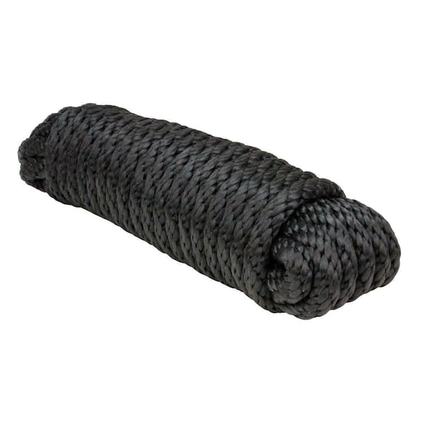Extreme Max Solid Braid MFP Utility Rope - 1/2 in. x 50 ft., Black