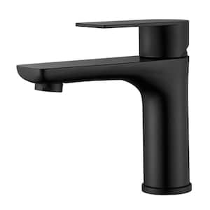 Hourglass Stream Single Handle Single Hole Bathroom Faucet with Spot Resistant in Matte Black