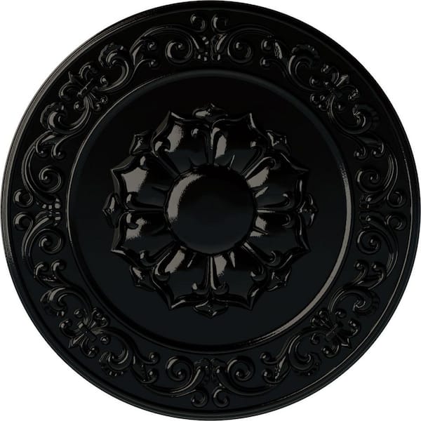 Ekena Millwork 27-3/4 in. x 2 in. Sydney Urethane Ceiling Medallion (Fits Canopies up to 5-3/4 in.), Black Pearl