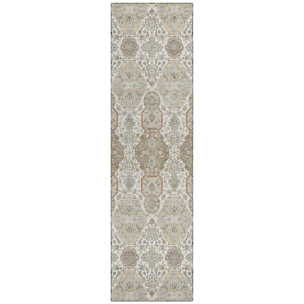 Chantille Machine Washable Indoor/Outdoor Abstract ACN2483 Ivory 2 ft. x 7 ft. Runner Rug