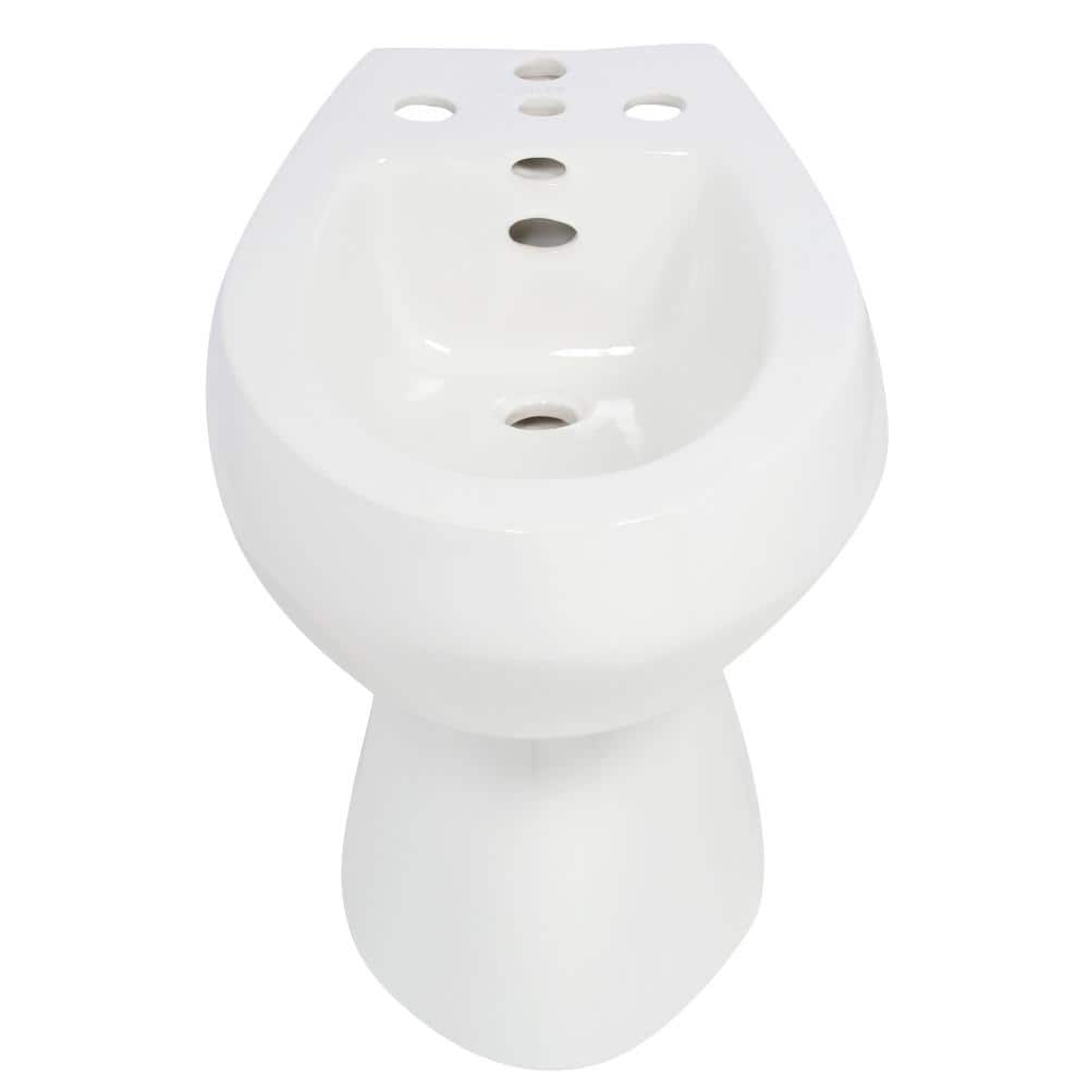 White Vitreous China Floor Mounted Vertical Spray Bidet