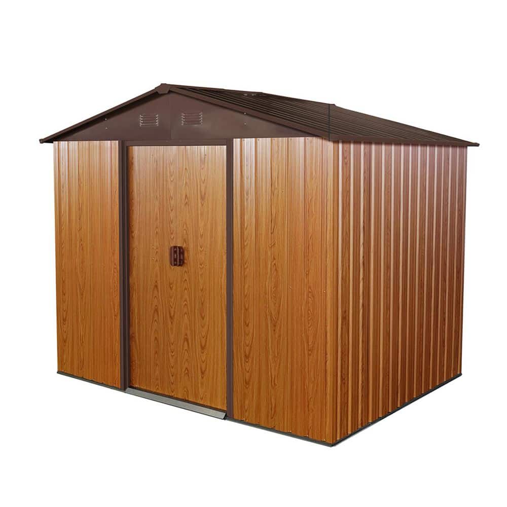 8 ft. W x 6 ft. D Brown Metal Storage Shed with Doors and Floor Base for Patio (48 sq. ft.) price history on PriceWatchPro