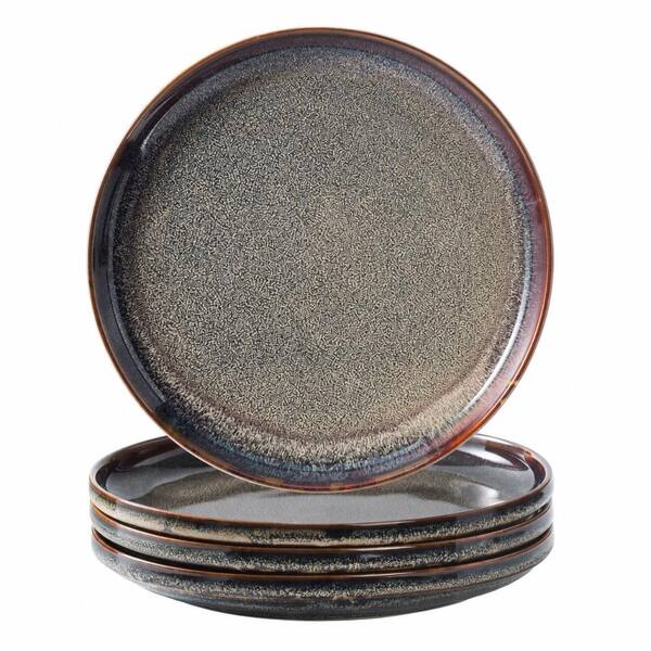 Reactive Glaze 4 Piece Round 10 Inch Multicolor Lead Free Porcelain Dinnerware Plates Set Service for 4