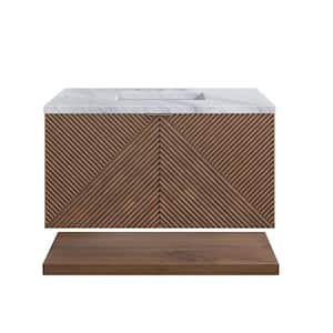 Marcello 36.0 in. W x 23.5 in. D x 37.2 in. H Bathroom Vanity in Chestnut with Carrara Marble Marble Top