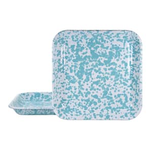 10.5 in. Sea Glass Enamelware Square Plates (Set of 2)
