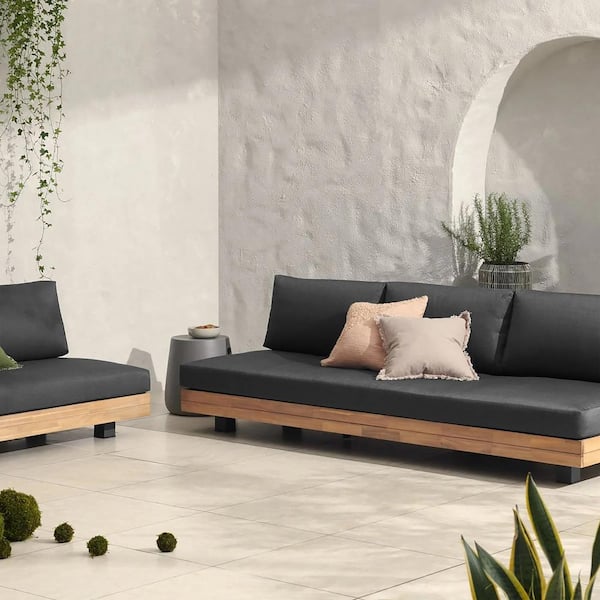 Poly and Bark Celenza 91 in. Armless Fiber Straight 3 Seat Rectangle Sofa Bench in Grey
