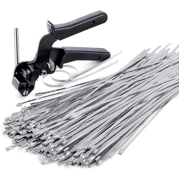 11.8 in. Uv Resistant Heavy Duty Cable Ties for Fence Exhaust Pipe with Stainless Steel Cable Tie Gun (150-Pack)