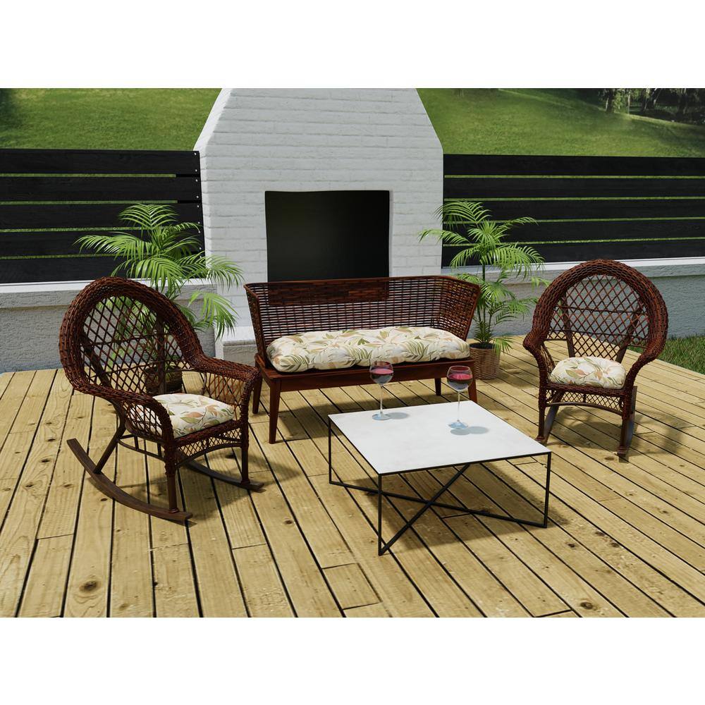 Oasis Nutmeg Beige Leaves Outdoor Wicker Cushion Set