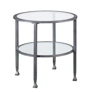 Galena Metallic Silver and Glass Round End Table