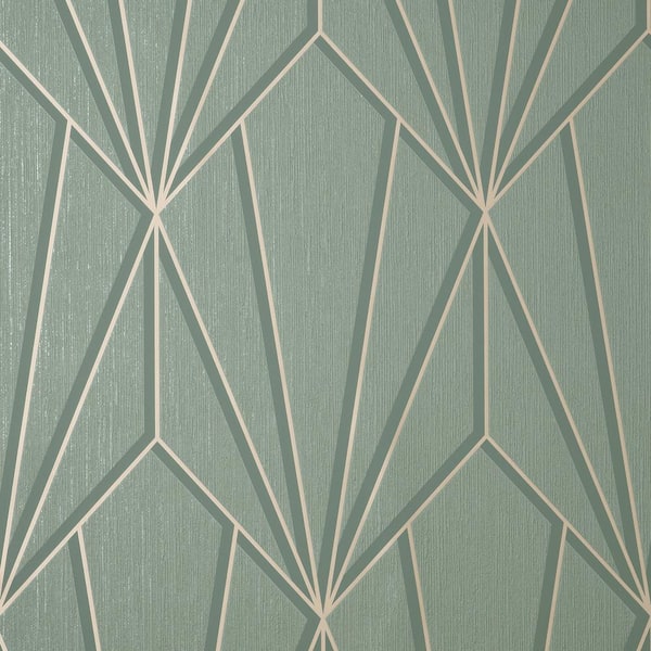 Fine Decor Silas Green Geo Vinyl NonPasted Matte Wallpaper FD42848