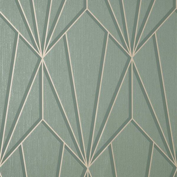 Fine Decor Silas Green Geo Matte Non-Pasted Strippable Wallpaper Sample