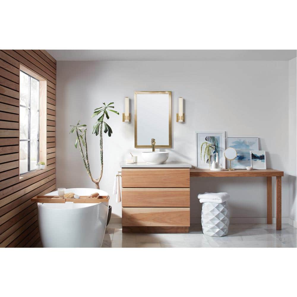 Aiden 20.00-Watt Single Integrated LED Lacquered Brass 4.75 in. Bath Wall Sconce price history on PriceWatchPro