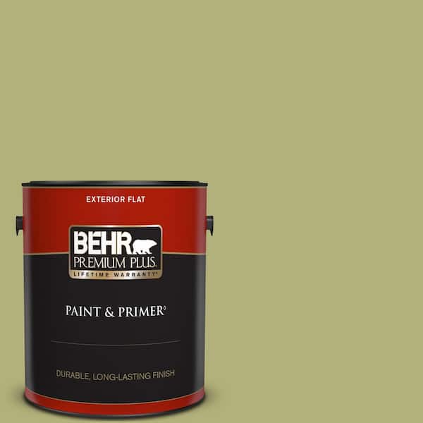 BEHR PREMIUM PLUS 1 gal. #M340-5 Fresh Artichoke Flat Exterior Paint & Primer