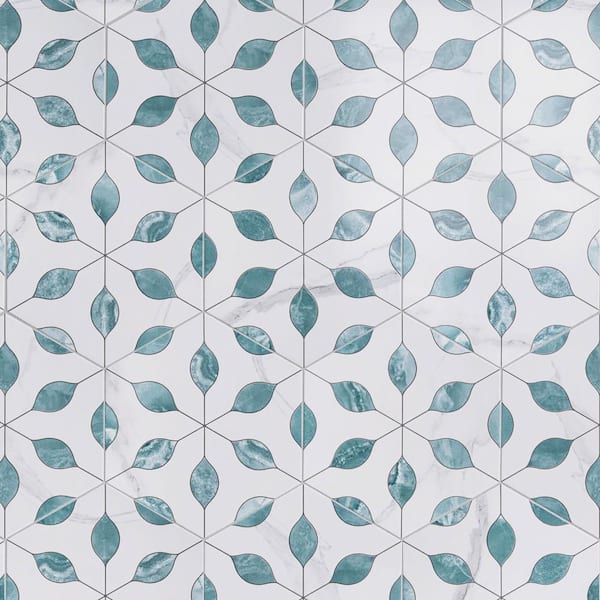 Alicante Esmeralda Green Hexagon 7.88 in. x 9.45 in. Matte Porcelain Tile Sample