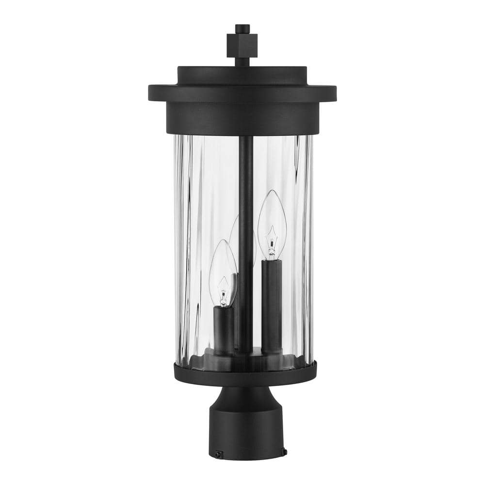 Hampton Bay Northwood 3Light Black Outdoor Lamp Post Light Fixture