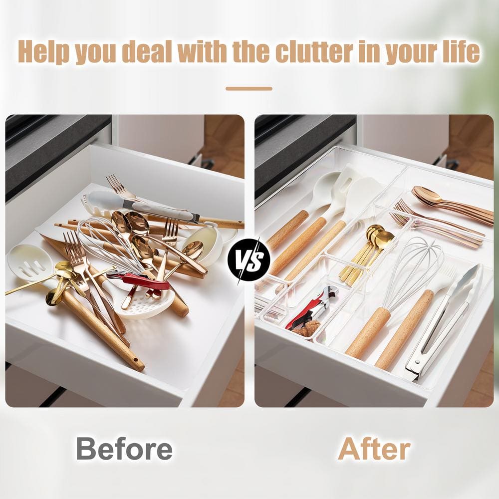 Clear Acrylic 6-Piece Kitchen Drawer Organizer Set