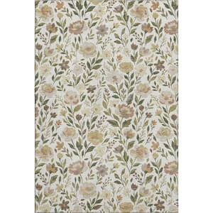 Mayfield Premium Machine Washable Abstract AMF2438 Ivory 8 ft. x 10 ft. Area Rug