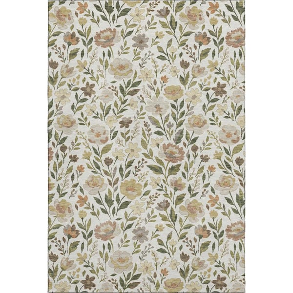 Mayfield Premium Machine Washable Abstract AMF2438 Ivory 8 ft. x 10 ft. Area Rug