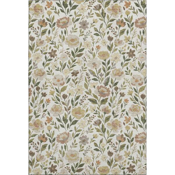 Mayfield Premium Machine Washable Abstract AMF2438 Ivory 9 ft. x 12 ft. Area Rug