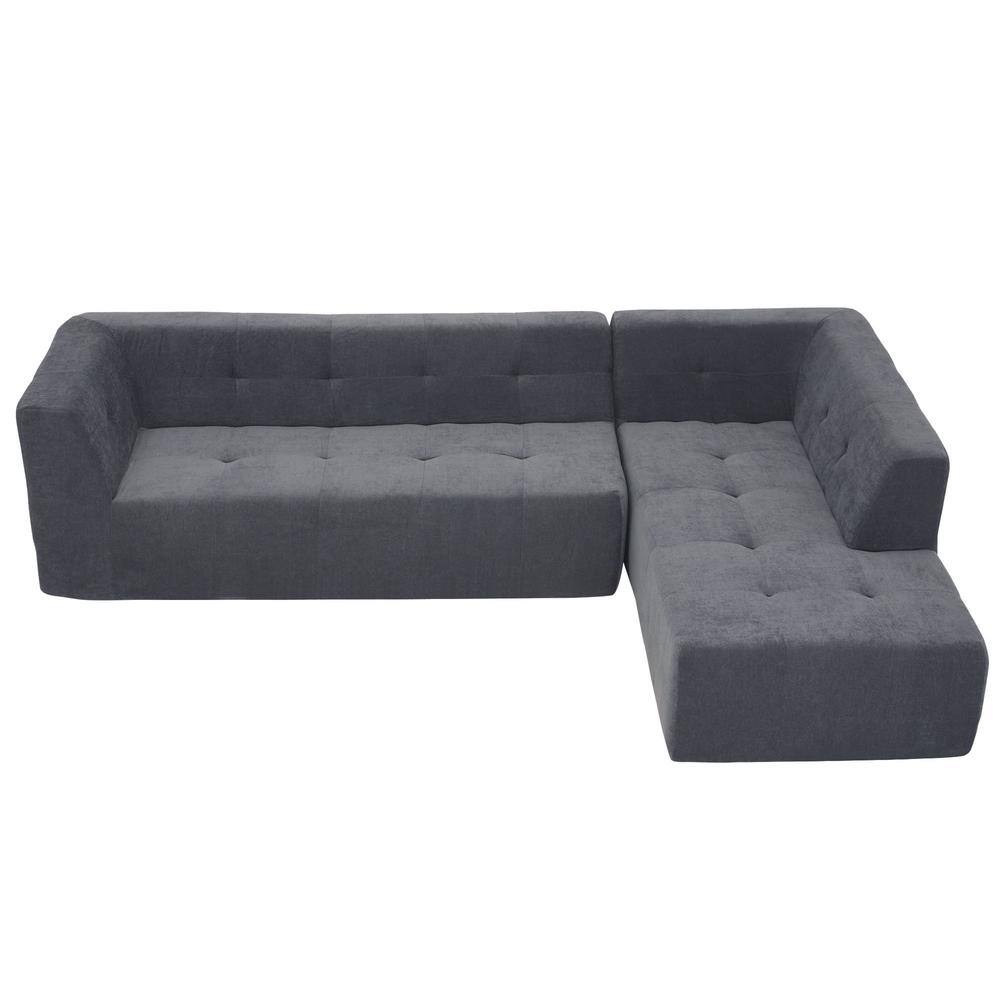 Harper & Bright Designs 110.2 in. Flared Arm Chenille Modular Modern Minimalist Sectional Sofa