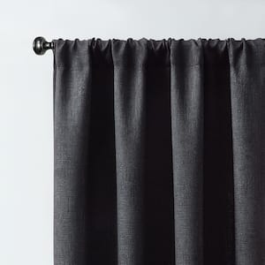 Hayden Black Polyester 38 in. W x 84 in. L Rod Pocket Blackout Curtains (Set of 2)